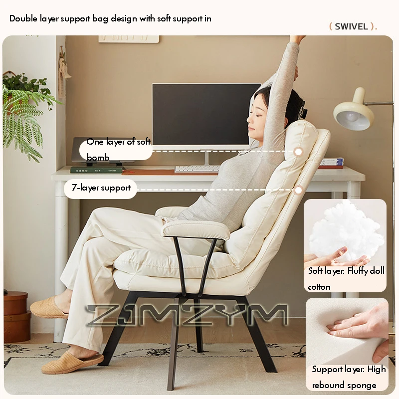 360&deg; Rotation Folding Recliner Ergonomic Office Lunch Break Nap Bed Dual-use Chair Household Reclining Chair