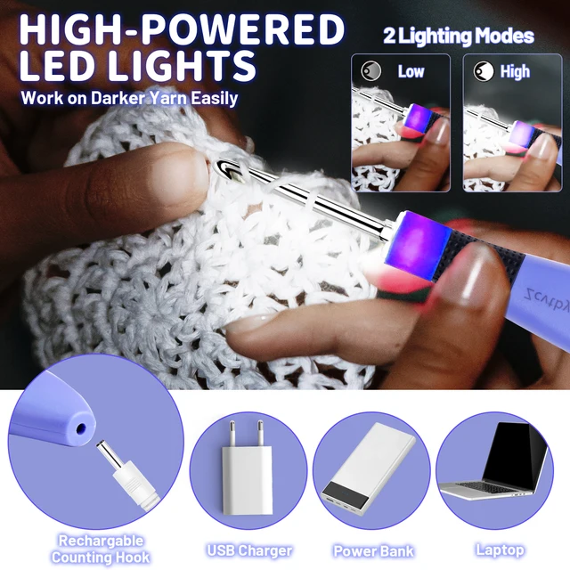 12pcs Lighted Crochet Hook Set with Counter 2