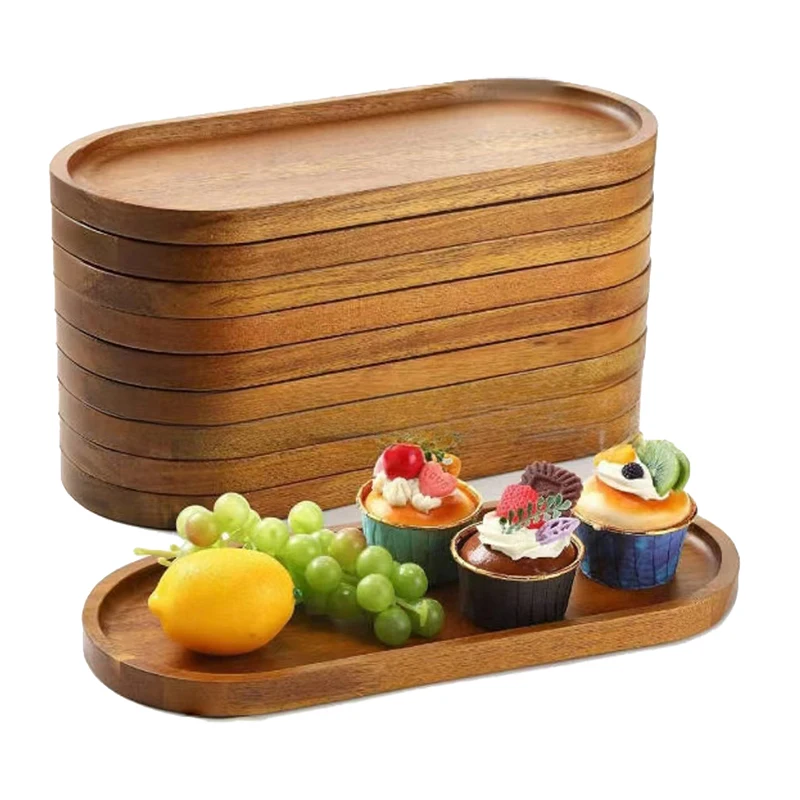 Tableware Solid Wood Round Dessert Plate Japanese-style Wooden Tray Snack Plate Dried Fruit Wooden