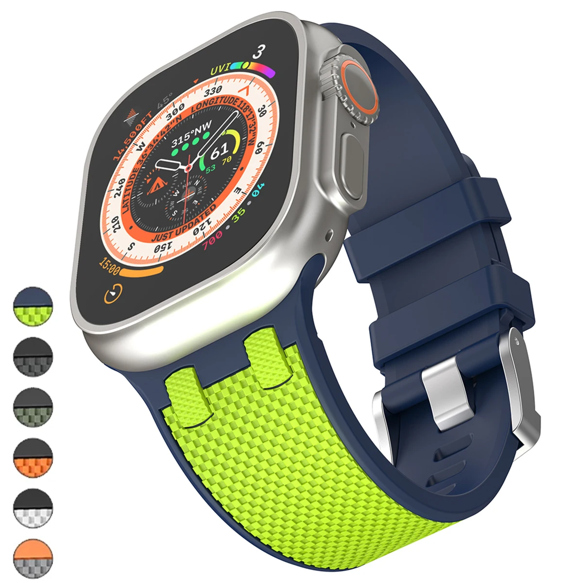 Soft silicone carbon fiber band for Apple Watch Ultra 2 49mm 45mm 44 42mm sport bracelet correa For iWatch Series 9 8 7 se 6 5 4