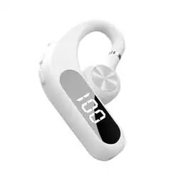 Wireless Bluetooth Air Conduction Earphones with Microphone and Digital Display (White single ear)