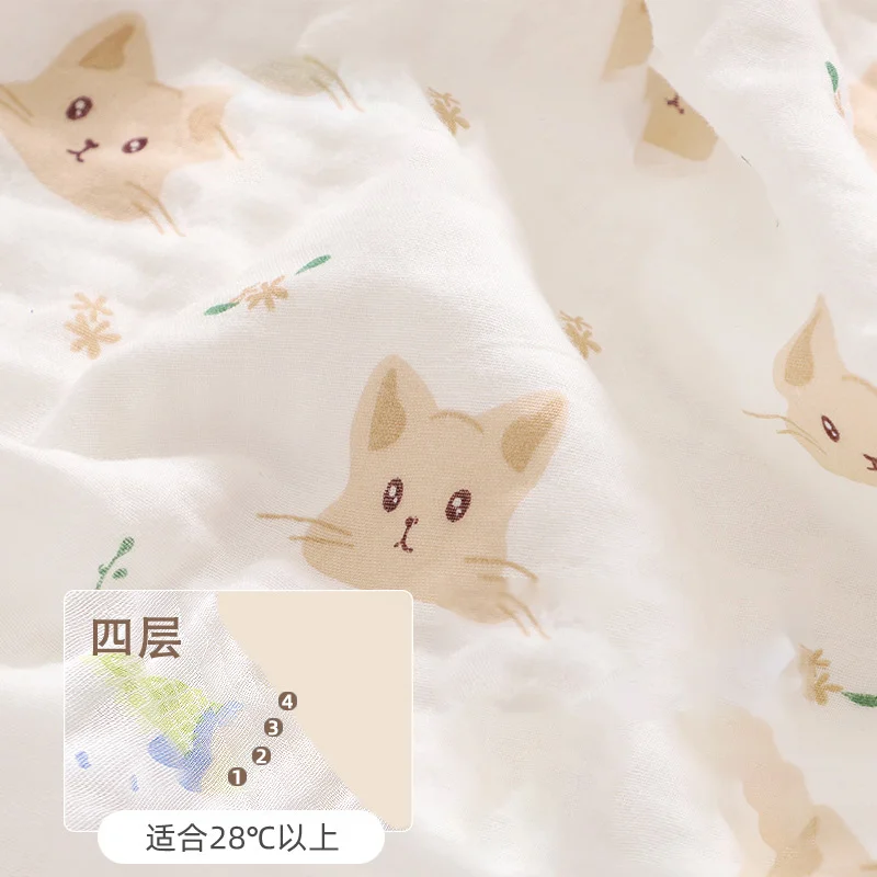 Cotton Tetra Cotton Muslin Blankets For Babies Animal Print For Newborn Things Nap Throw Towel Bath Cute Blanket Bedding 3