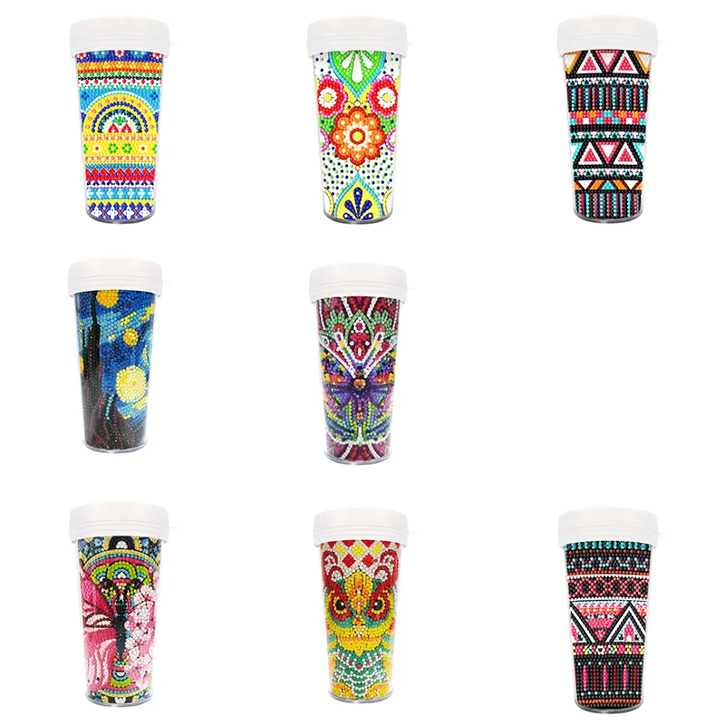 

DIY Diamond Painting Mug New Design Diamond Painted Water Mug Mosaic Handmade Embroidery Art Daily Carry Water Mug Holiday Gift