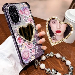 Splendid Flowers Plating Bracelet Holder Phone Case Cover - Honor 50SE (Purple)