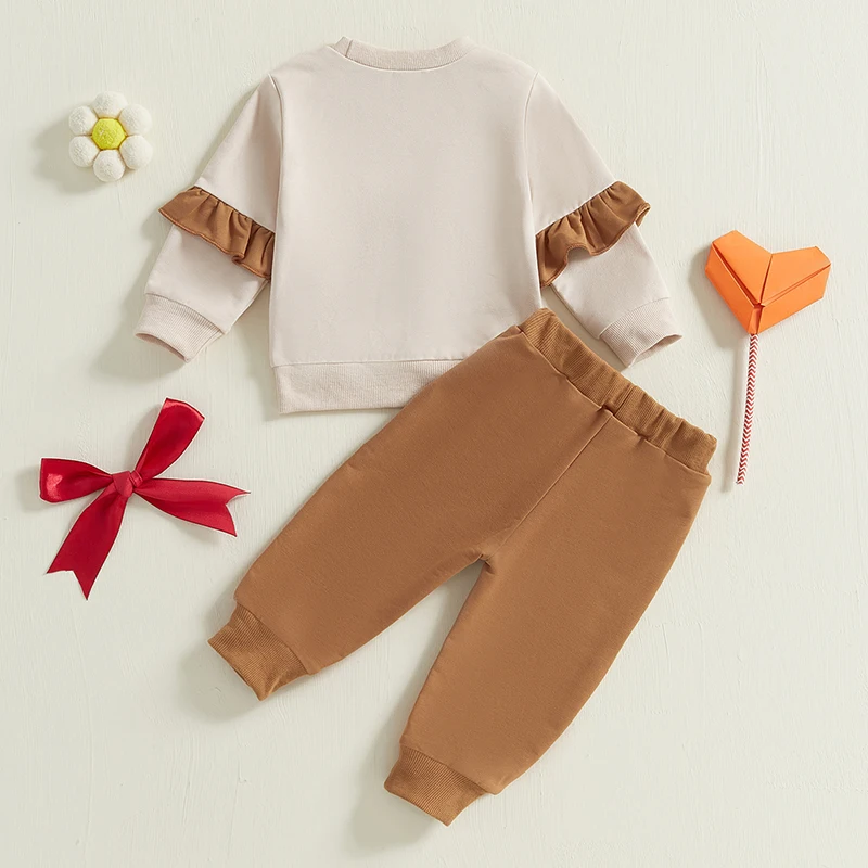Toddler Girl Ruffle Bow Sweatshirt & Pants Set 5
