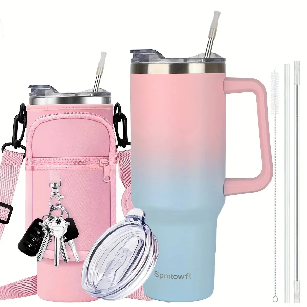 Botella de agua SUS304 de 40 Oz con nombre personalizado, taza de viaje con aislamiento al vacío de doble capa, reutilizable para viajes, senderismo y uso diario