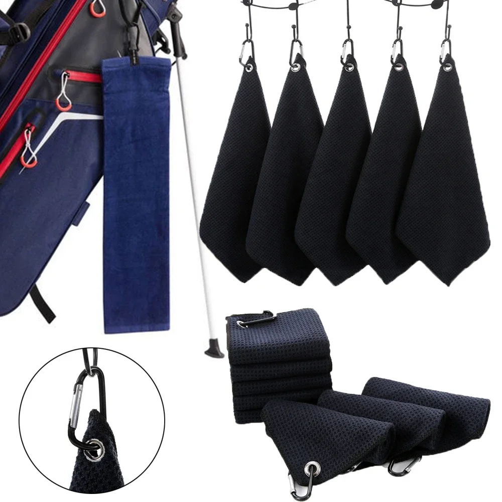 

Black Microfiber Cotton Golf Towel With Carabiner Hook Cleans Clubs Golf Towel Balls Hands Cleaning Towels 30*30/30*40/40*60cm
