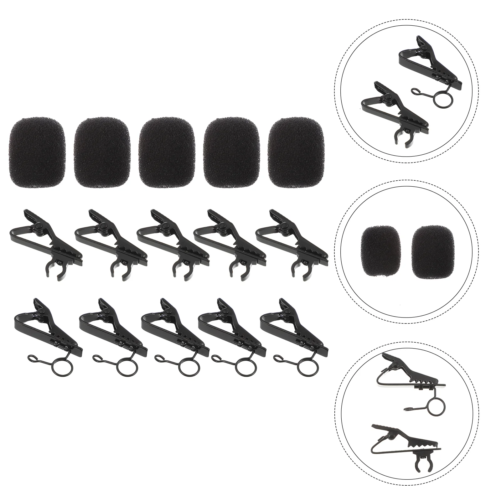 

18 Pcs/set Wireless Lapel Mic Microphone Clip Sponge Clips Kit Cover Covers Tie Circle
