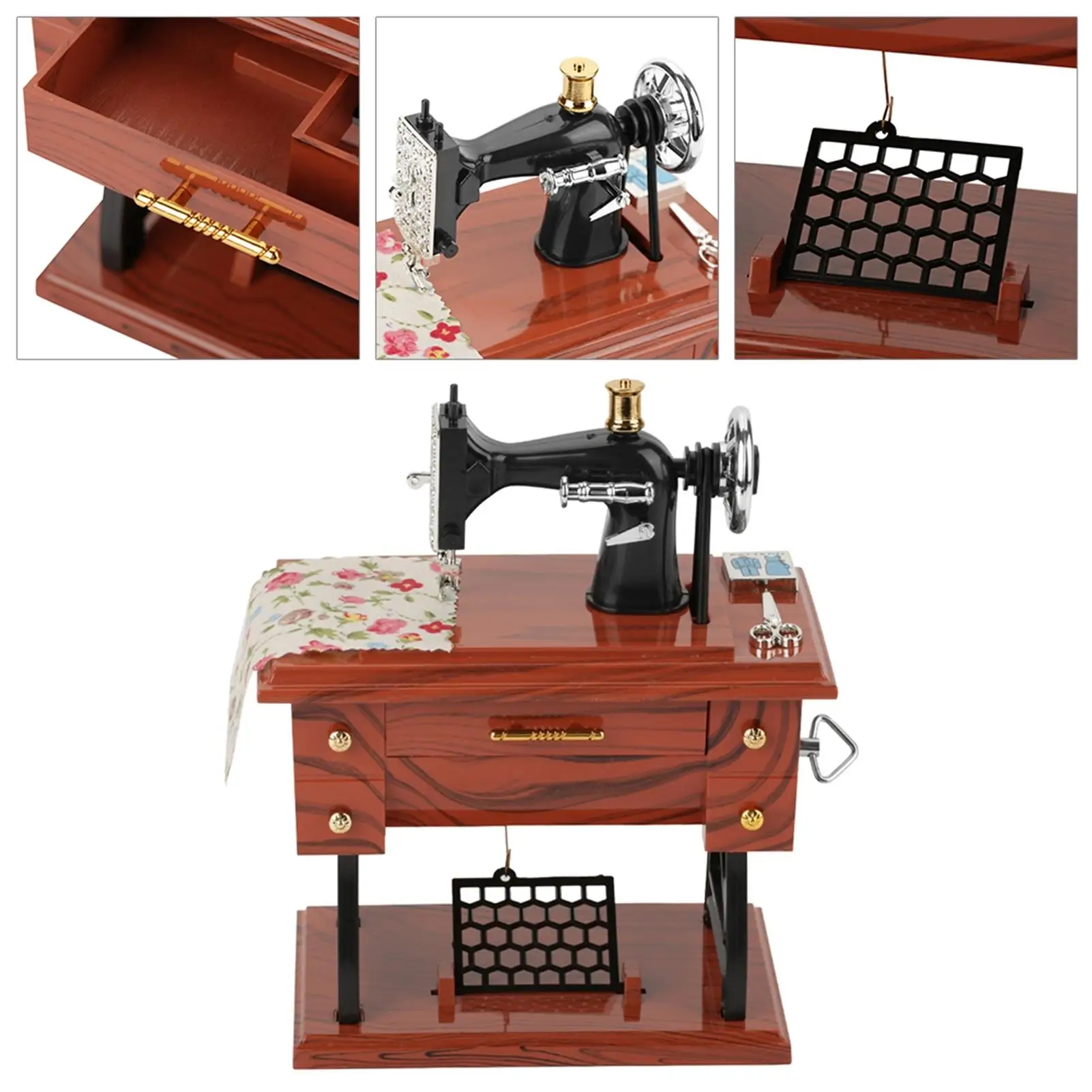 Vintage Mini Retro Sewing Clockwork Music Box-Creative Gift & Table Decor