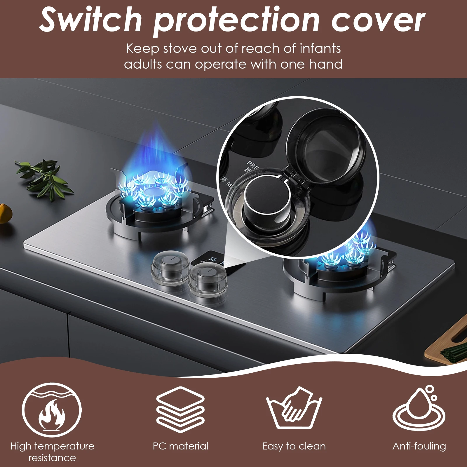 Gas Stove Knob Cover 6PCS Child Safety Plastic Kitchen Guards Gas Oven Lock Protectors Anti-dirty Non-slip Baby Safety Lock