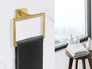 Description Picture 4 of item5 Piece   Bathroom Hardware  Gold Bathroom Accessories Set with 2 Towel Hook, Wall Mounted Bathroom Towel Rack Set