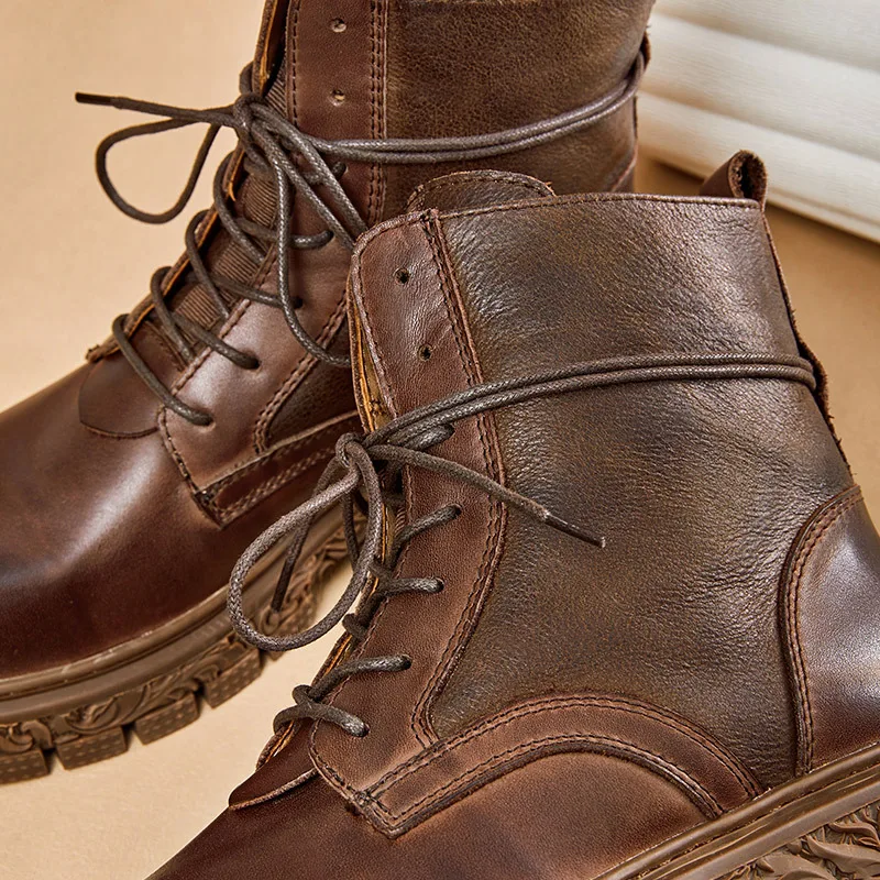 High Quality Genuine Leather British Retro Men Shoes Autumn Winter Ankle Boots All-match Cowhide Cowboy Boots Motorcycle Boots