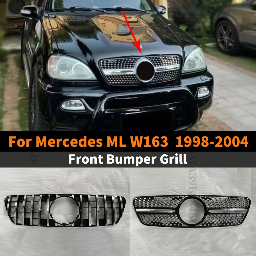 

Perfect Match Upper Sport Front Bumper Grille Racing Grill Grid For Mercedes Benz M ML W163 ML320 ML350 1998-2004 Mesh Modified