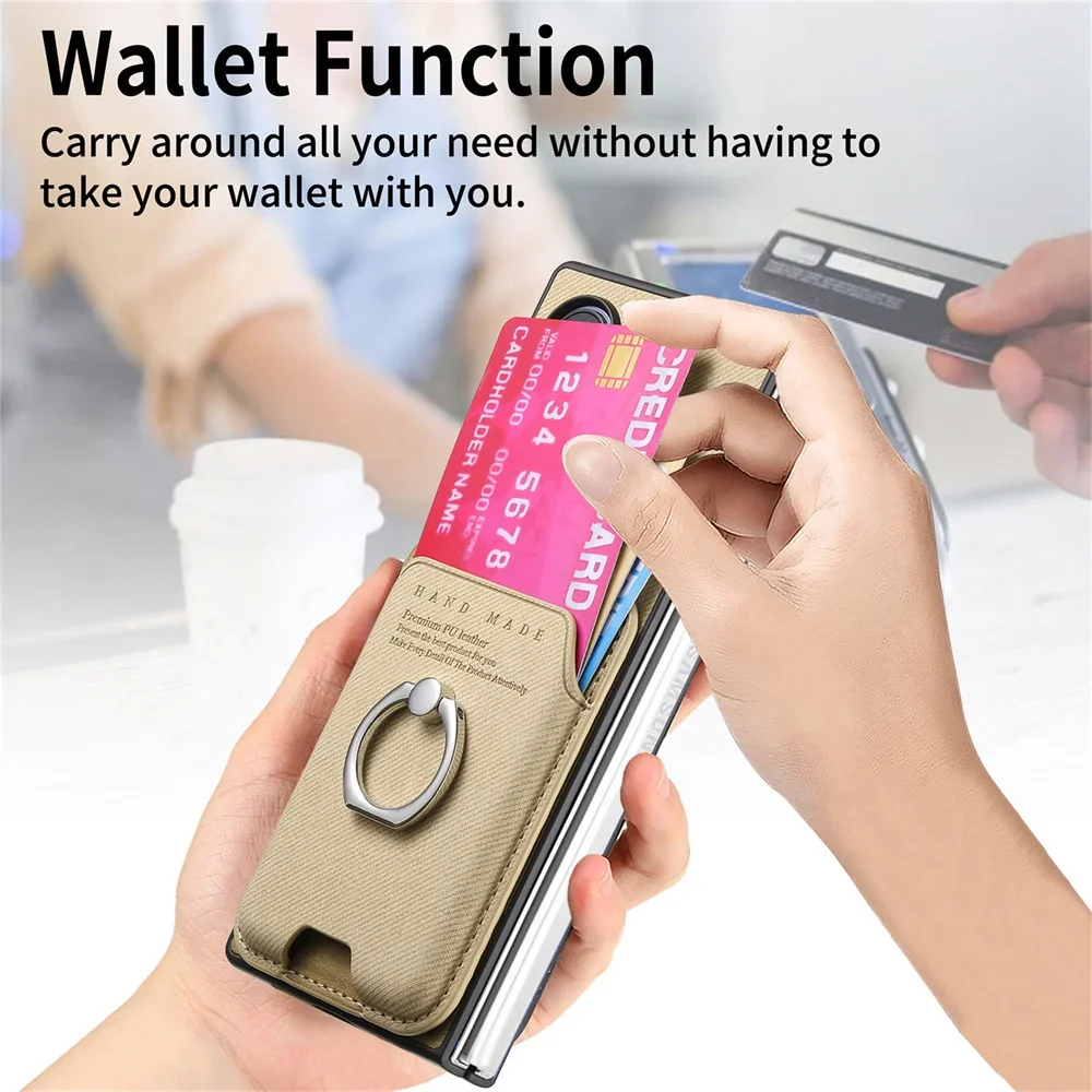 Detachable Magnetic Leather Wallet with Card Holder and Bracket Cover