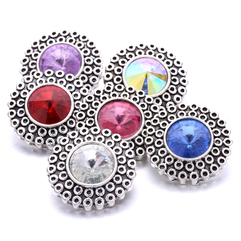 20pcs Crystal Rhinestone Flower 18mm 20mm Metal Snap Buttons Fit Snaps Bracelet Bangle Necklace Jewelry