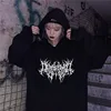 القوطية المتضخم هوديي كم طويل Harajuku البلوز المرأة الجمالية الهيب هوب الرجعية الصوف الملابس النسائية
