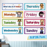 8pcs Children Week English Learning Flashcards English Teaching Aids Kids early Educational Posters Classroom layout 8.8*26.7cm 2