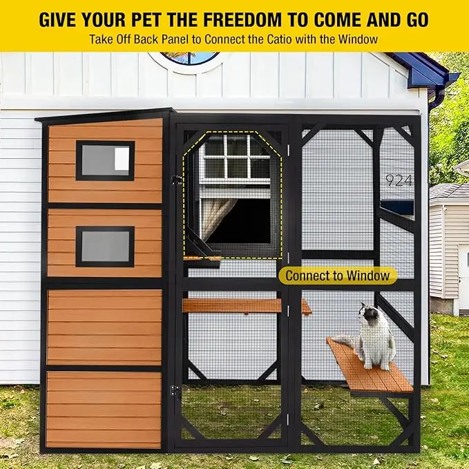 Large Cat Catio 4 Tiers Cat Enclosures House for Outdoor Indoor Cats with Weatherproof Roof