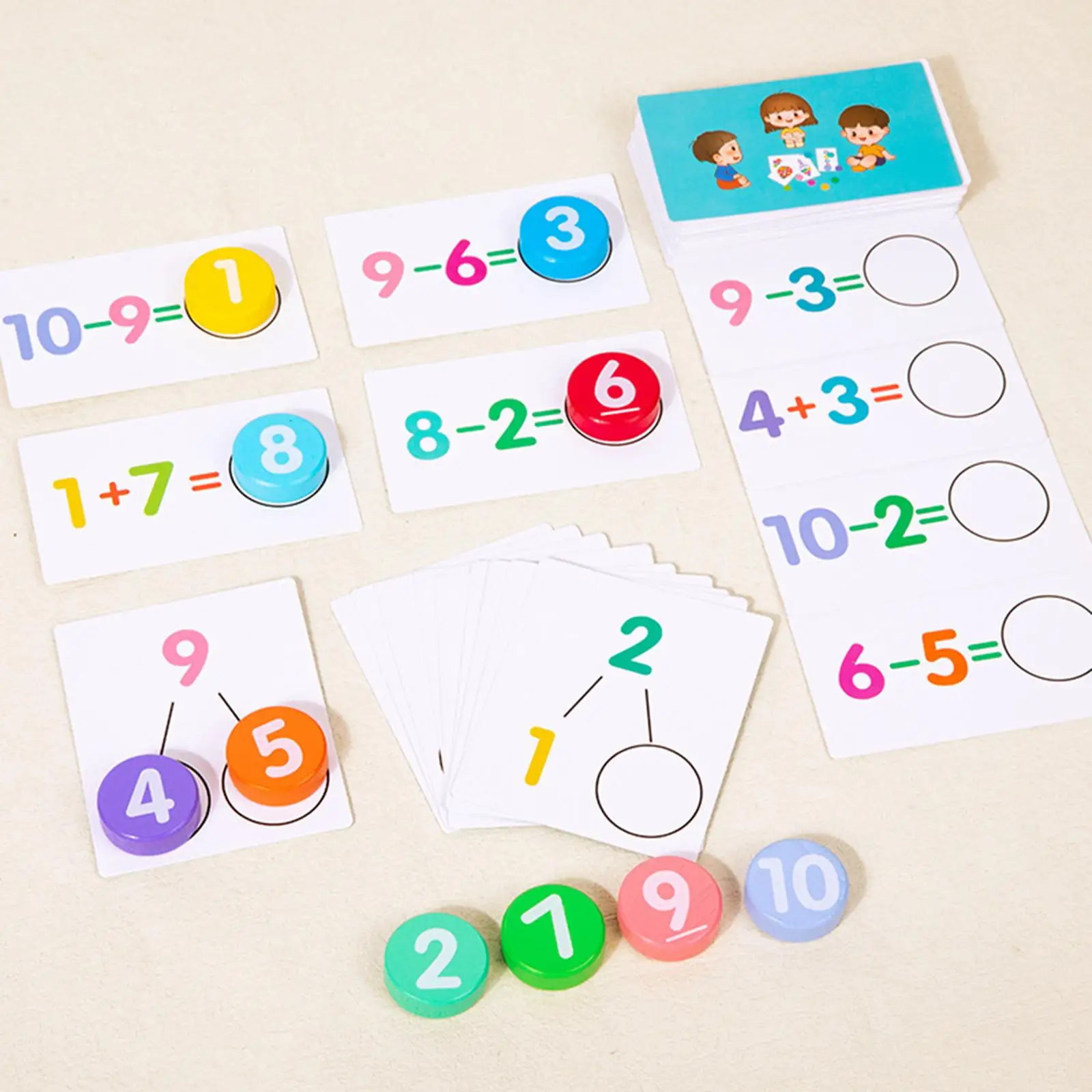 1-10 Activity Set Cognitive 46 Flash Cards Enlightenment Math Educational Number Learning Puzzle for Child Homeschool Preschool