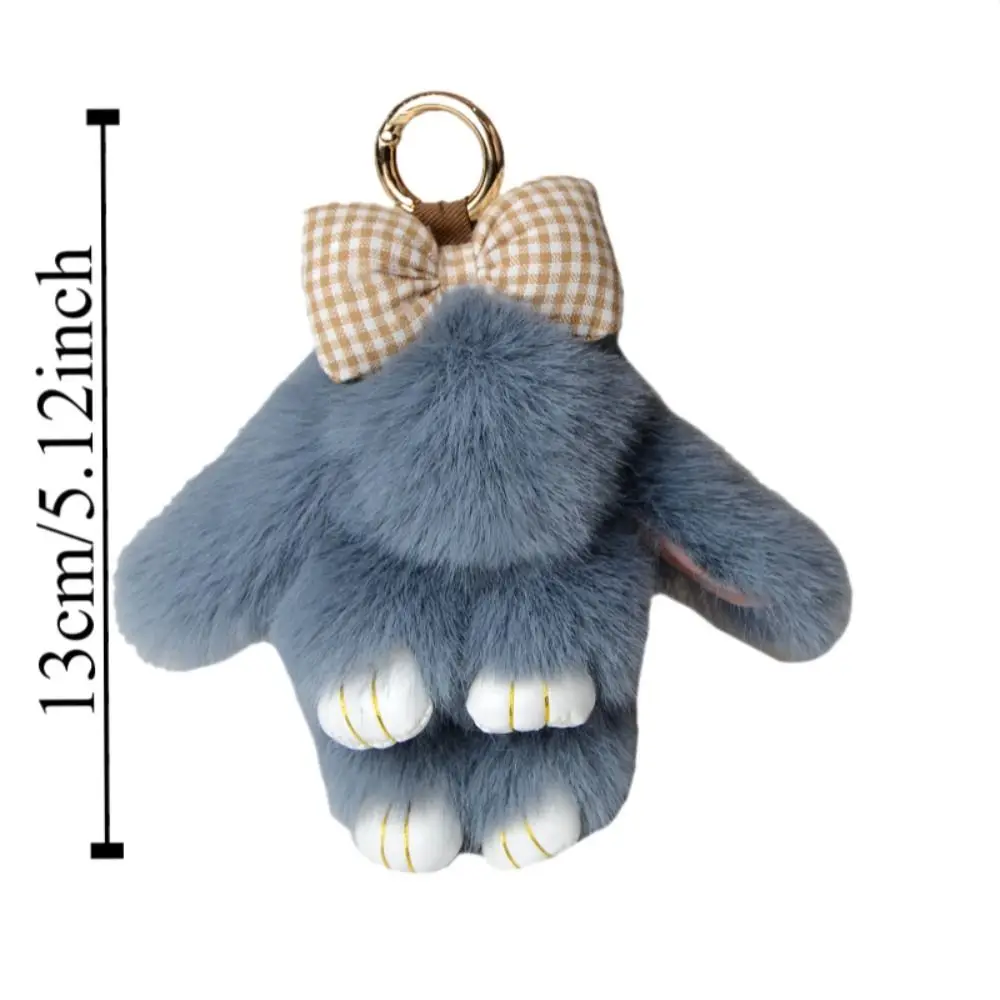 Fashion Pluff Bunny Keychain Lovely Cute Play Dead Rabbit Doll Fluffy Bowknot Rabbit Fur Keychain Children's Toys