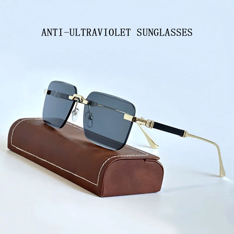 Square Sunglasses Women 2024 Rimless Sunglasses For Men Vintage