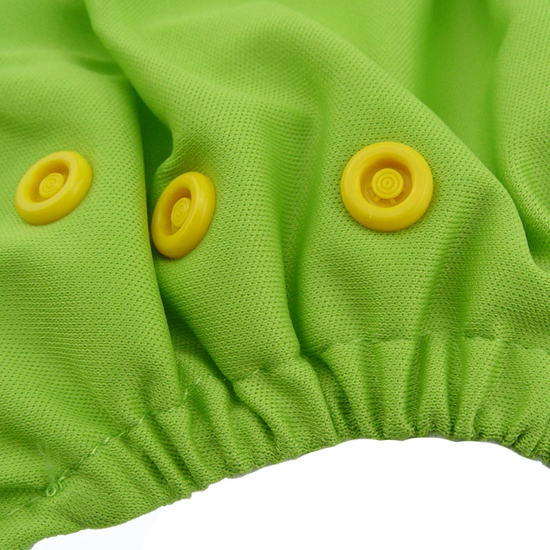 One Set Baby Cloth Diapers Breathable AI2 Diaper Nappy Cover Reusable Soft Minky Solid Color Snaps with 2pcs Inserts 6