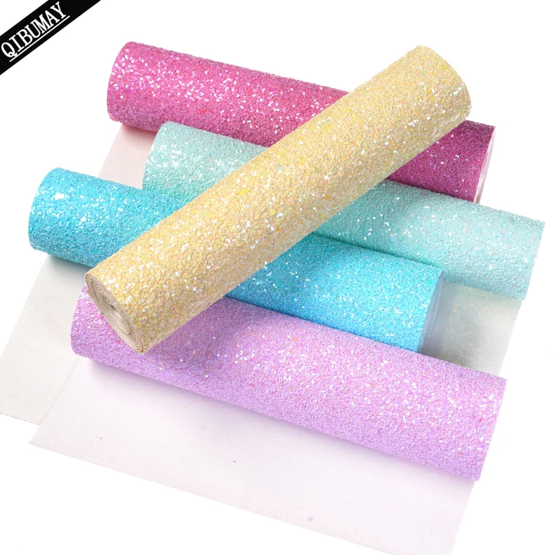 QIBU Wholesale Chunky Glitter Fabric by Yard 50x120cm Faux Leather Roll for Handbag Crafts Decoration DIY Hairbow Accessories