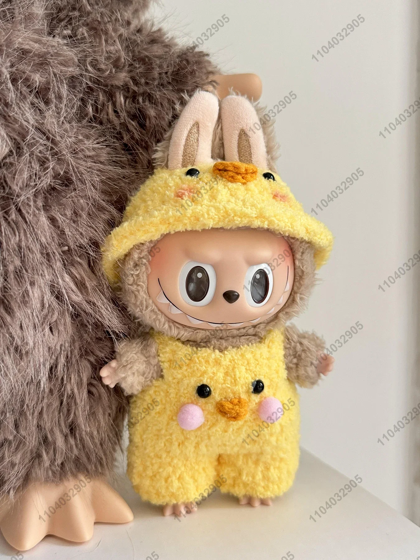 Labubu The Monster Little Yellow Duck Costume Doll Clothes Vinyl Plush Doll Original Replica 1:1 Action Figure Bag Charm Pendant