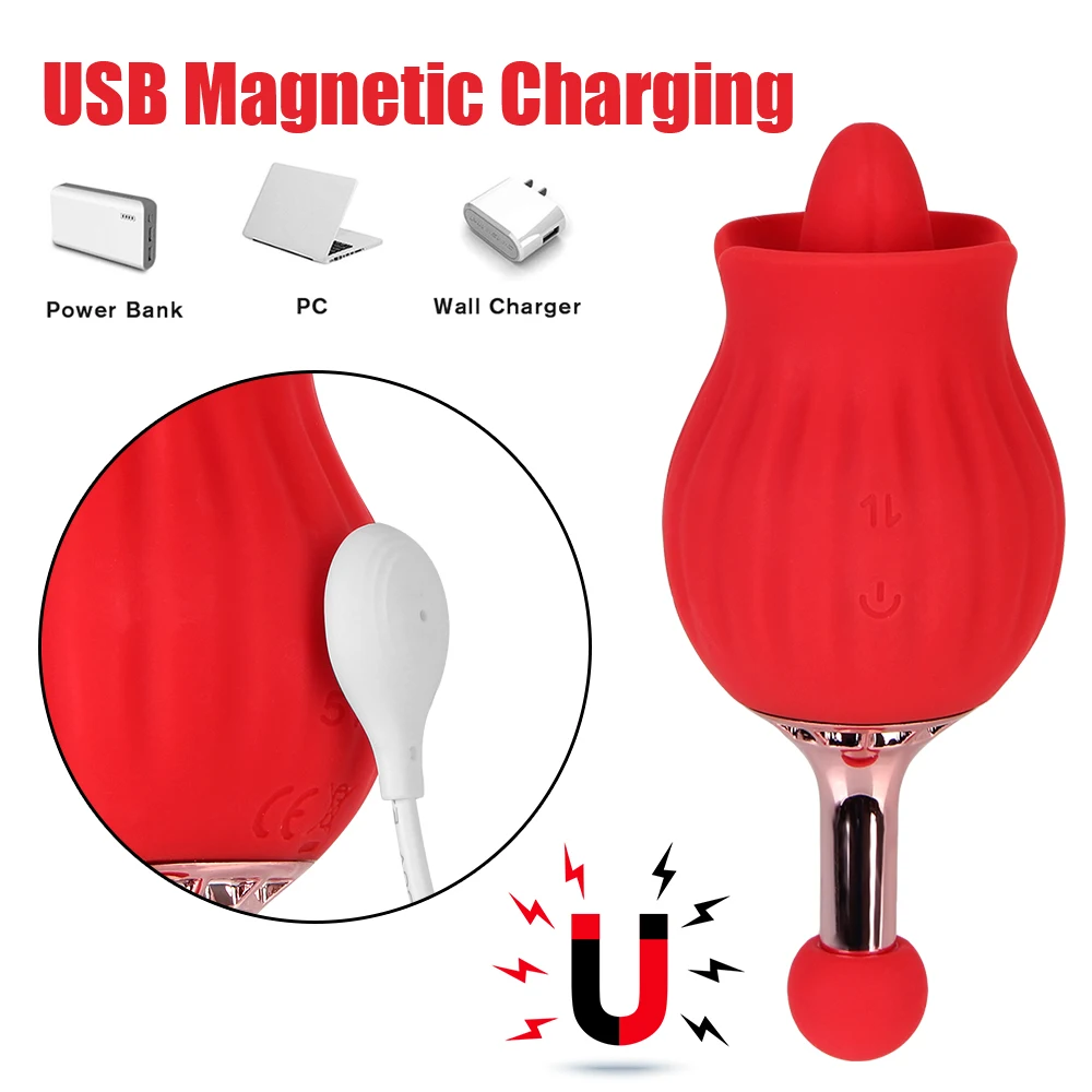 Rose Shape Tongue Licking Vibrator for Women