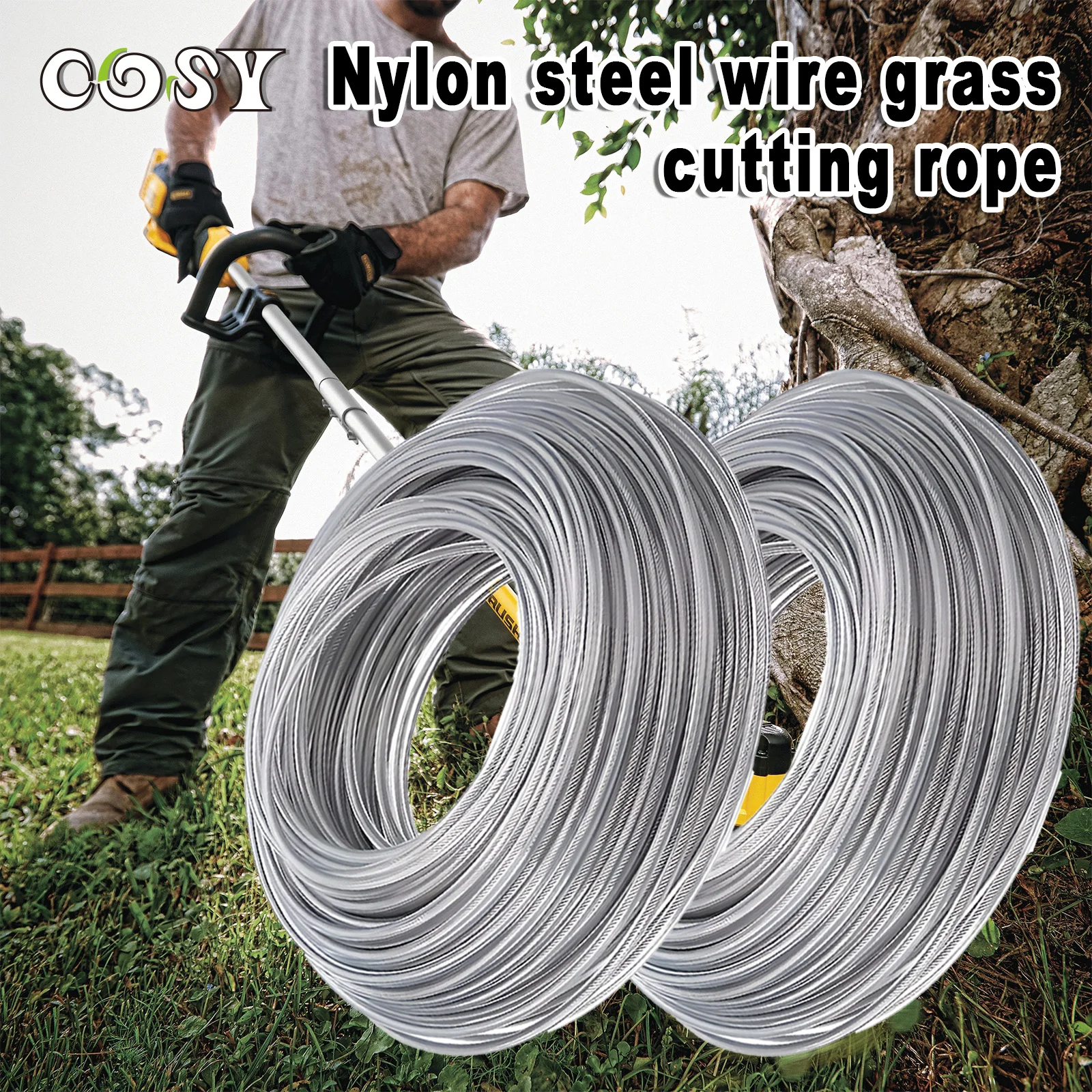 Grass Trimmer Line 5m/10m/15m*2.4mm/2.7mm/3mm/4mm Nylon Wire Brush Cutter Rope Steel Lawn Mower Replacement