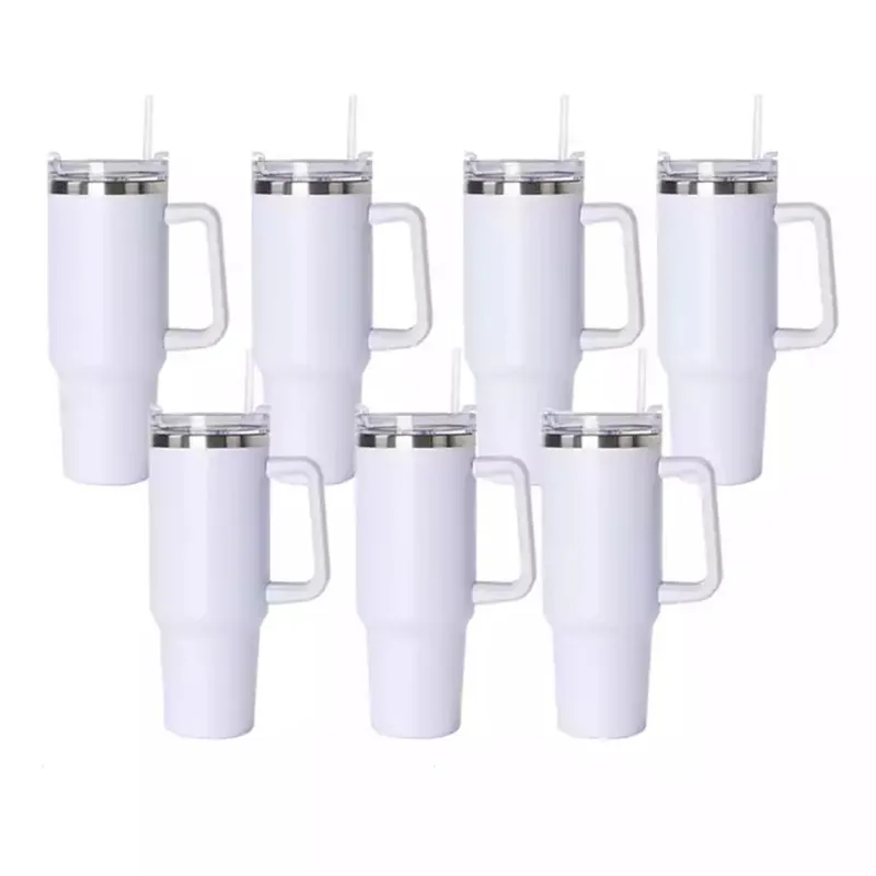 Amgkonp 40oz Sublimation Tumbler with Handle and Straw,6 Pack Sublimation Tumbler Blanks Bulk Stainless Steel Insulated Travel Cup,Coffee Mug