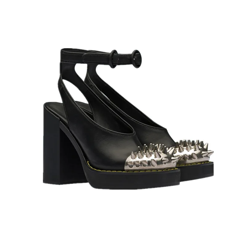 

Summer Fashion Rivets Pumps Women Buckle Strap High Heels Women Sandalias Female Party Shoes Women sandalias de las mujeres