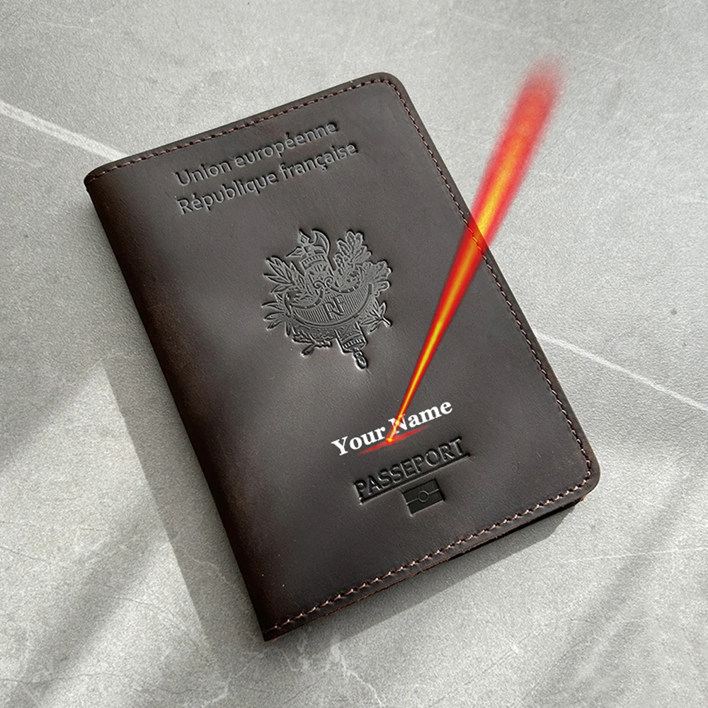 Real Leather française protege passport Cover etui passeport Crazy Horse  Genuine Leather porte Passport Cover Protege Pochette - AliExpress