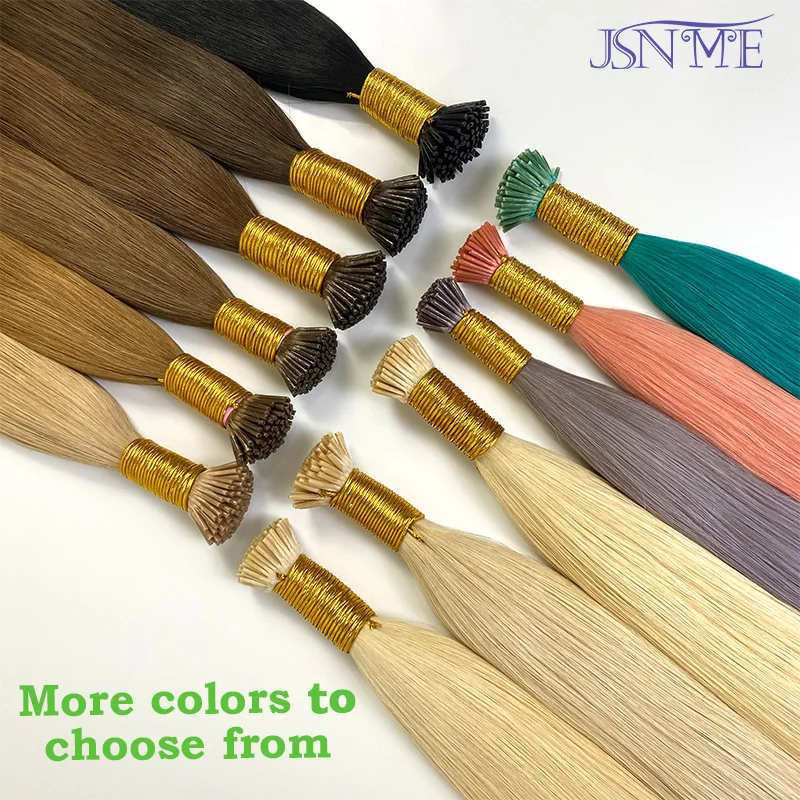 JSNME High Quality I Tip Real Human Hair Extensions Keratin Natural Hair Extension Straight Pre Bonded Stick Tip 1g/Strand