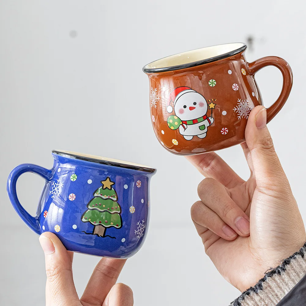 Christmas Ceramic Mug Cartoon Santa Mousse Cup Coffee Cup For Home Office Baking Dessert Breakfast Milk Mug For Kids Xmas Gift