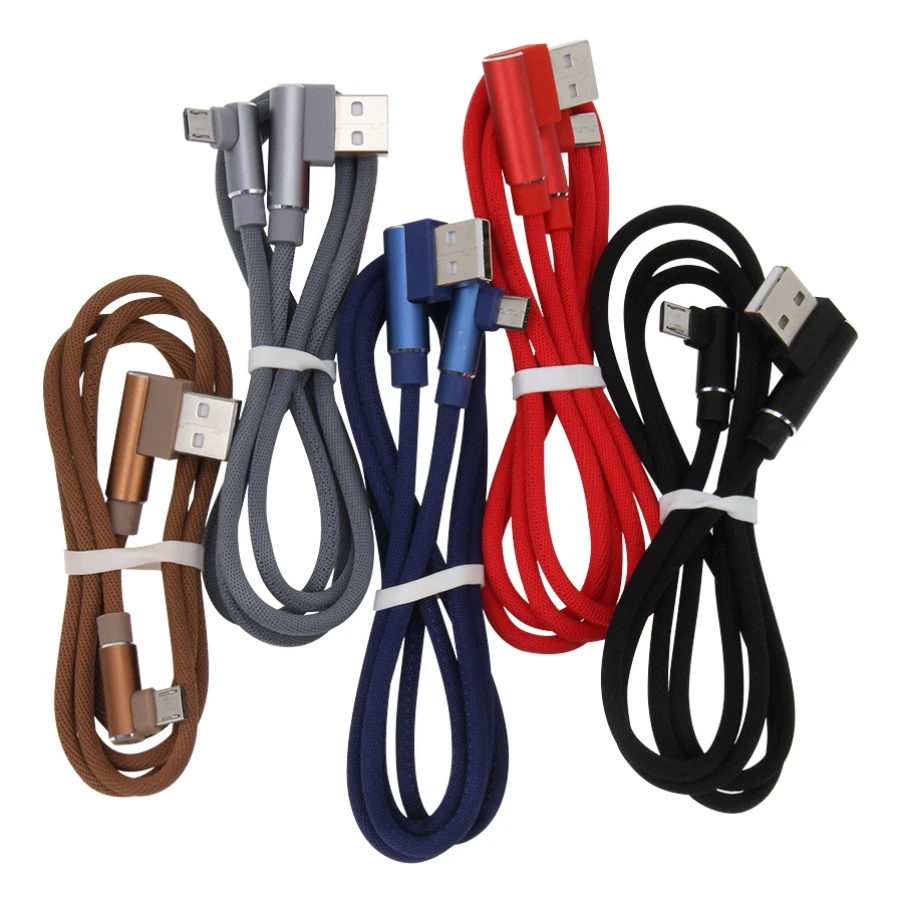 

500pcs 1m 2m 3m Double Elbow Micro USB Type C Cable Fast Charging 90 Degree Data Cord Chagre for iPhone Xiaomi Samsung Huawei