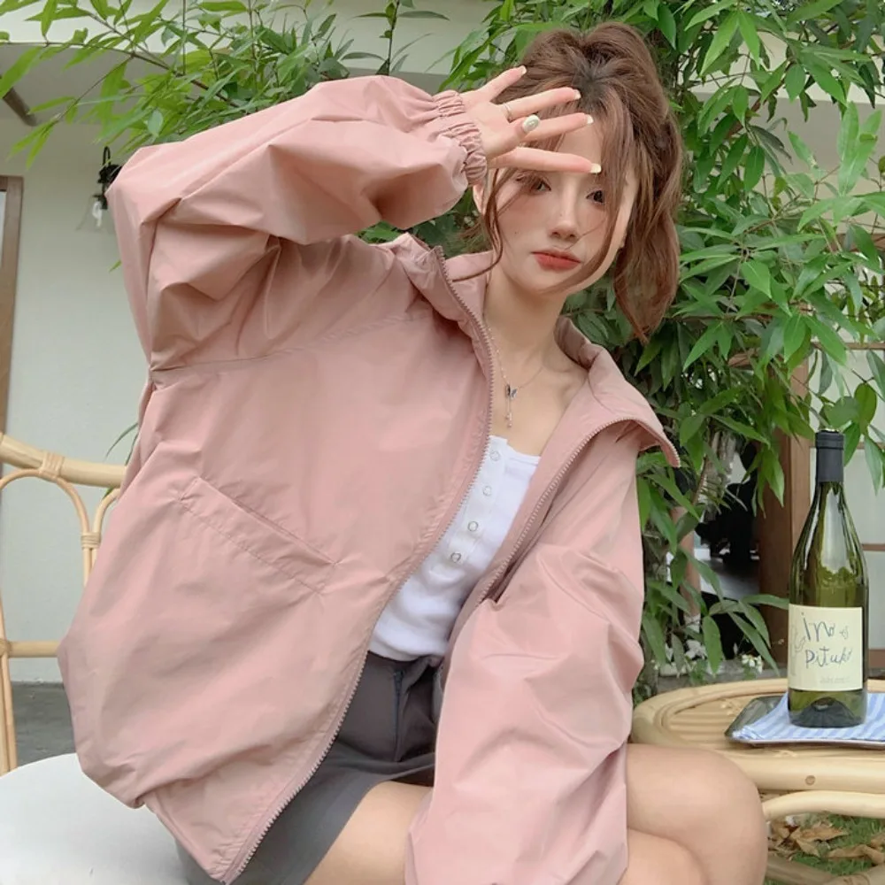 All-match Loose Sunscreen Coat Women Quick-Drying Solid Color Sun-Protective Tops Clothing Out Wear Hooded Jacket Spring Autumn