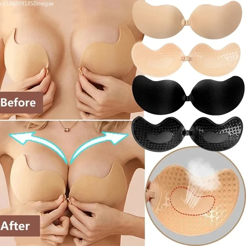 Invisible Strapless Adhesive Stick Bra Strapless Push Up Bras Women Lingerie Seamless Silicone Nipple Covers Bralette Underwear 4