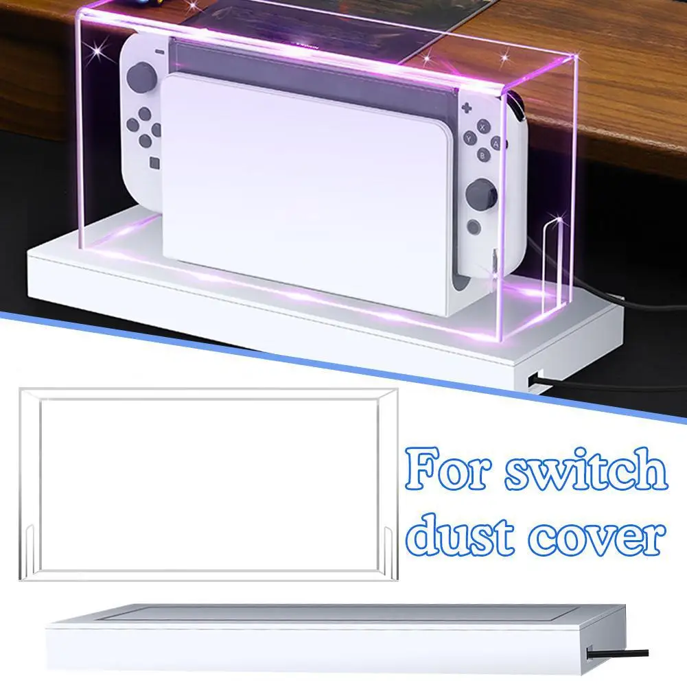 

Прозрачная Пылезащитная Крышка для Nintendo Switch Oled, светящаяся основа, водонепроницаемая акриловая коробка для дисплея, корпус для хранения, аксессуары для игр