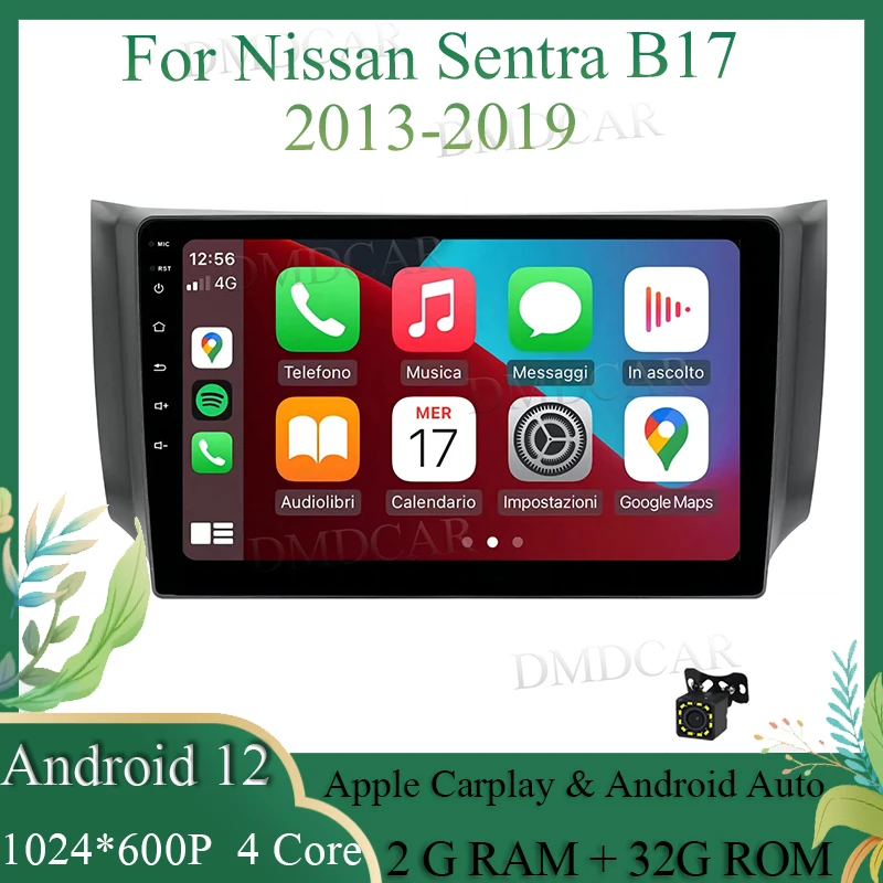 

Car Radio Android 10 Wired Carplay Head Unit 2+32G GPS android auto For Nissan Sentra B17 2013 - 2019 2 Din 1024*600P IPS Screen