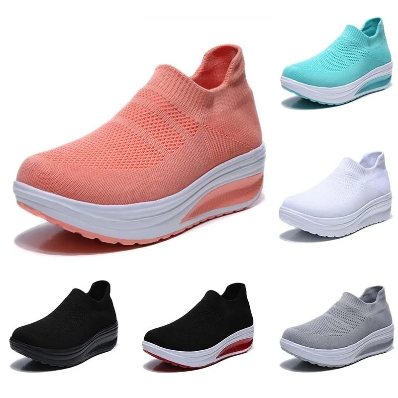 Women Platform Running Sneakers Mesh Sports Casual Shoes  Lightweight Ladies Thick Bottom Shake Shoes Female Sock Footware