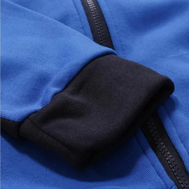 Men Tracksuit Double Zipper Two Pieces Set Mens Sportswear Male Jacket Hoodie and Pants Sweatsuit Hoodies+Pants 6