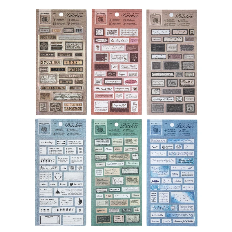 Retro English Label Cloth Adhesive Stickers - Creative Collage & Junk Journal DIY Décor