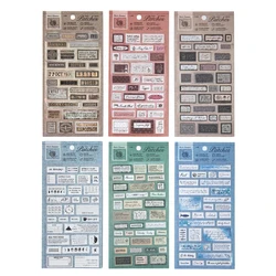 Retro English Label Cloth Adhesive Stickers - Creative Collage & Junk Journal DIY Décor (Full set)