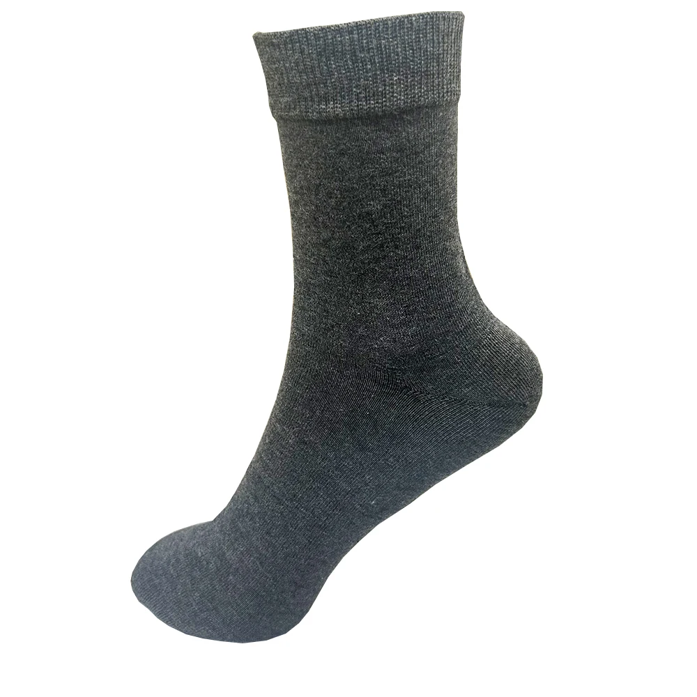 Men Cotton Dress Socks - Soft Breathable Black Business Casual Crew Length, Large Size