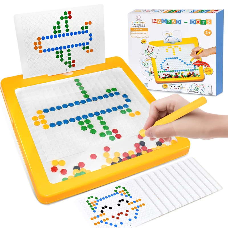 Magnetic Drawing Board for Kids and Toddlers Age 1-6, Doodle Board with  Magnetic Pen and Colorful Beads for Kids, Magnetic Dot Art, Travel Toys for