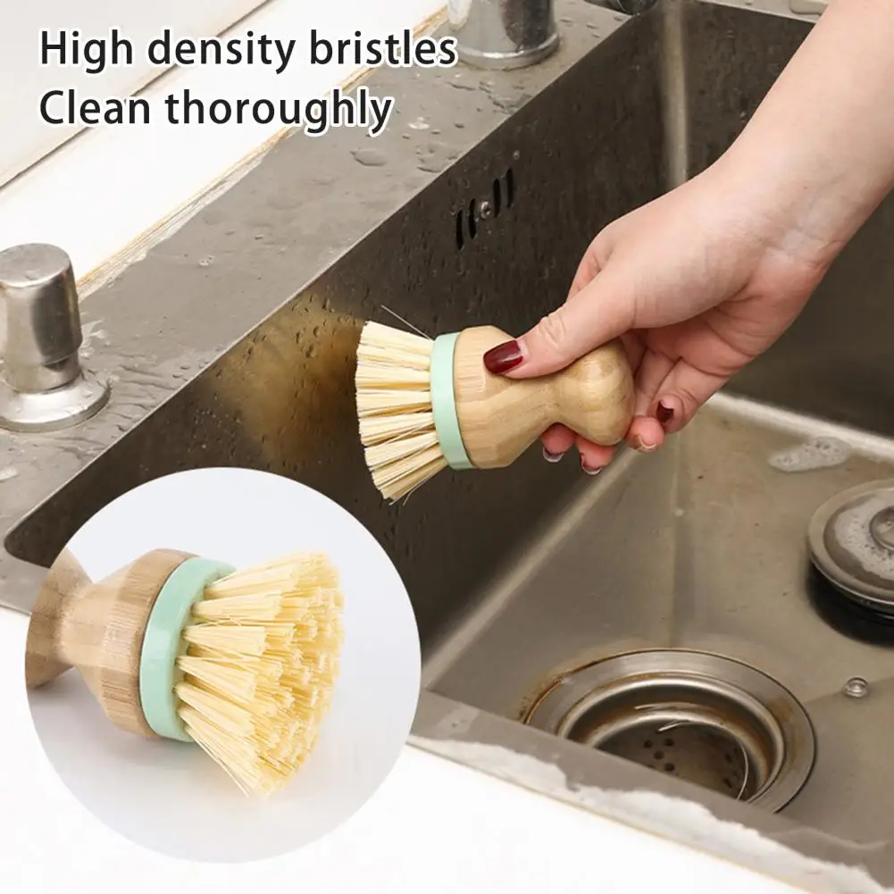 

Sturdy Body Dish Brush Eco-friendly Bamboo Dish Brush Set with Flexible Bristles Ergonomic Handle for Oil Proof Stain for Sink