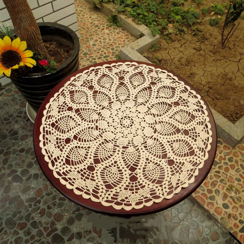 

Popular handmade flowers Round crochet table cover cloth kitchen tablecloth Christmas wedding Table decoration and accessories