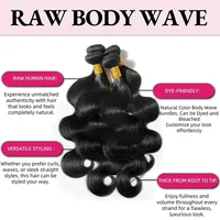 100% Cheveux Humains Brésiliens, Tissage Body Wave, 40 Pouces, Cheveux Vierge, 3 ou 4 Paquets, Extensions Brutes, Noir Naturel, Tissage au Crochet Birman 2