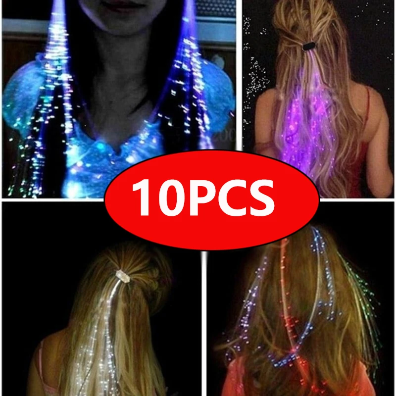 

10PCS LED Flashing Hair Braid Glowing Luminescent Hairpin Novetly Hair Ornament Girls Led Toys New Year Party Christmas Gift